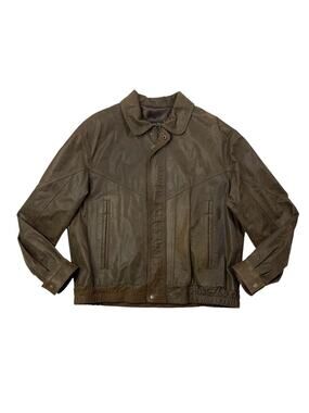 Vintage Bettina Rizzi Jacket Womens 4 Chestnut Faux Leather Full Zip Bomber